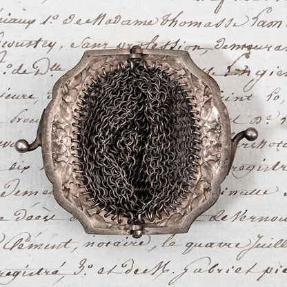Ancienne aumônière « Porte-monnaie » en argent - vers 1900
