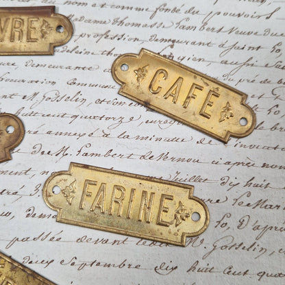 Anciennes plaques de cuisine en laiton (x5)