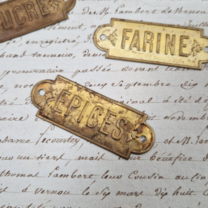 Anciennes plaques de cuisine en laiton (x5)
