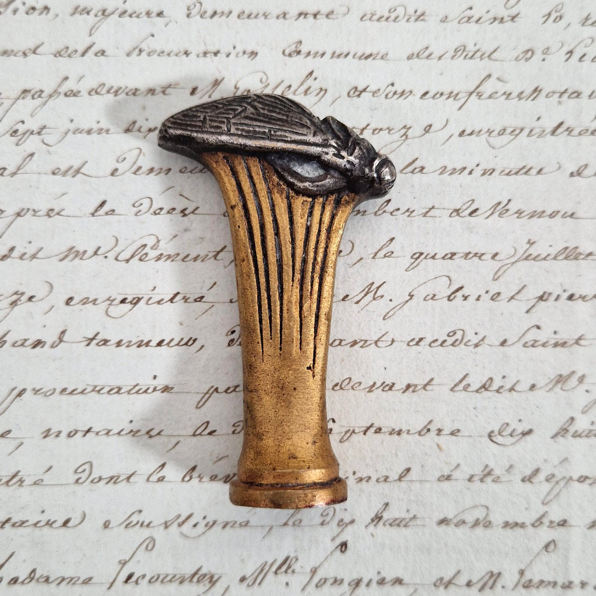 Ancien cachet en bronze « Cigale » - signé Duval