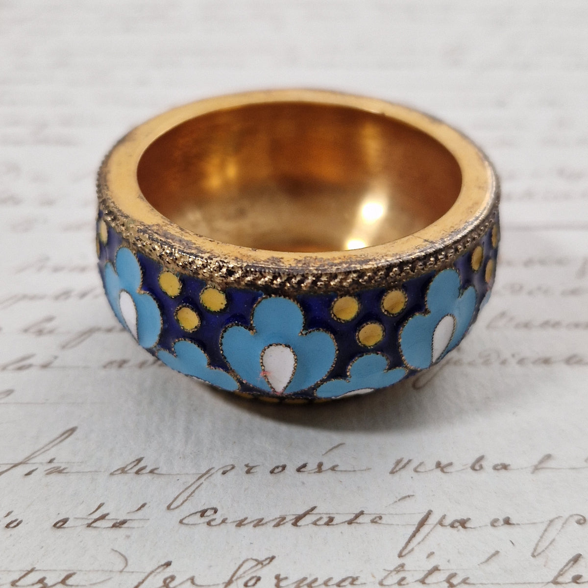 Superbe salière en argent doré et émaux cloisonnés