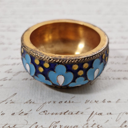 Superbe salière en argent doré et émaux cloisonnés