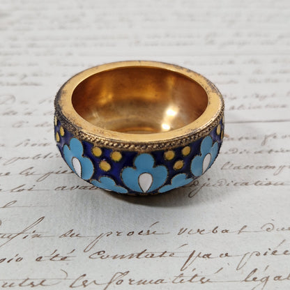 Superbe salière en argent doré et émaux cloisonnés