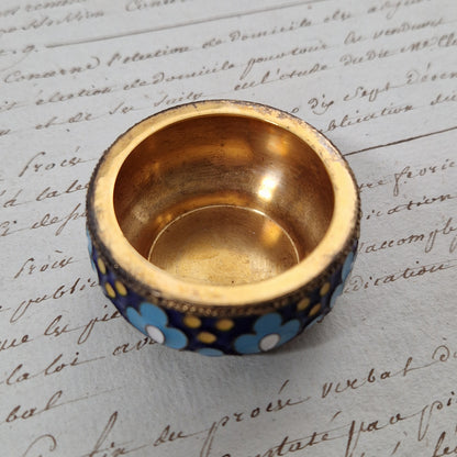 Superbe salière en argent doré et émaux cloisonnés
