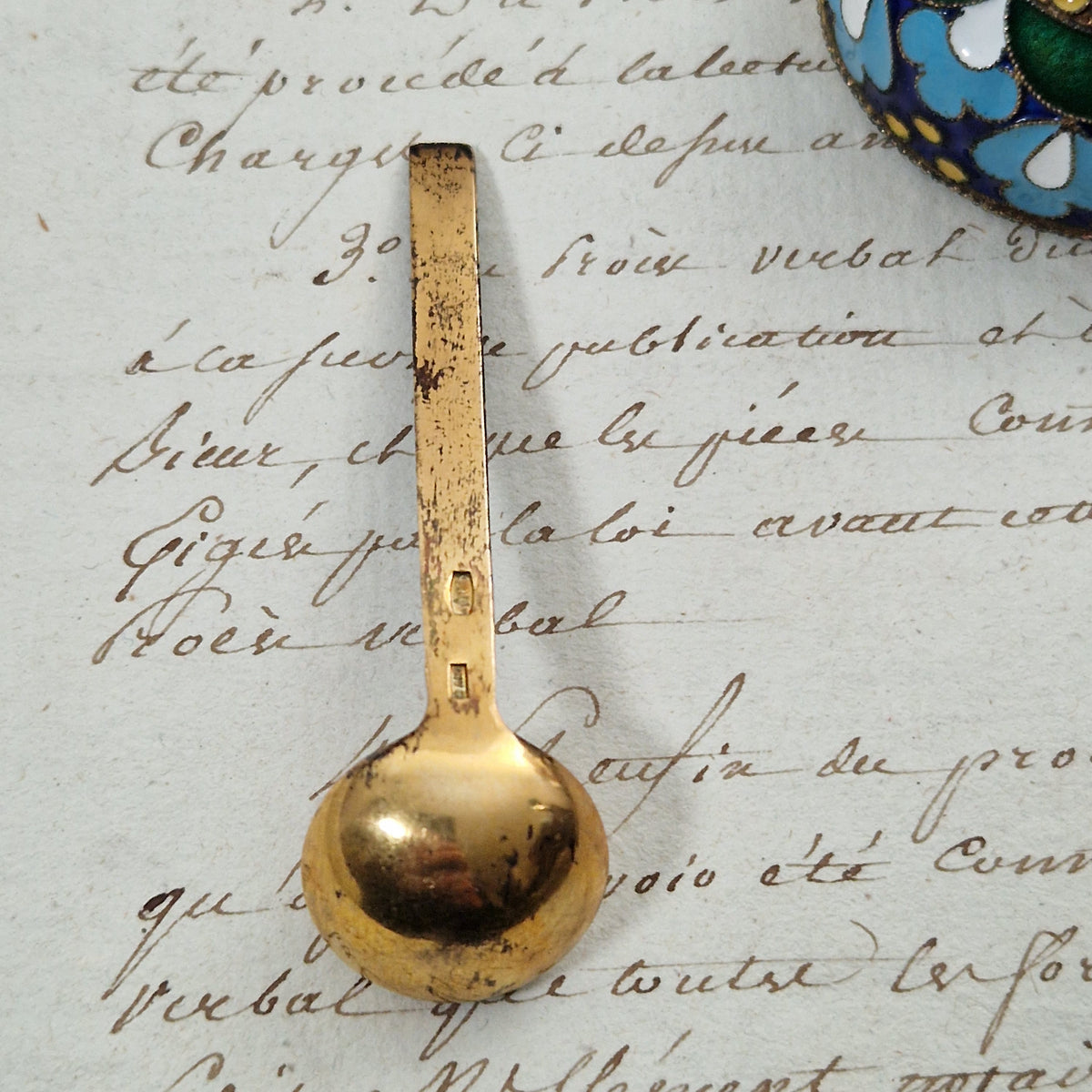 Superbe salière en argent doré et émaux cloisonnés