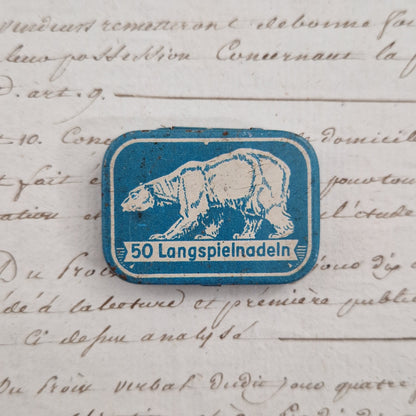 Boîte d’aiguilles de phonographe « Ours Blanc »