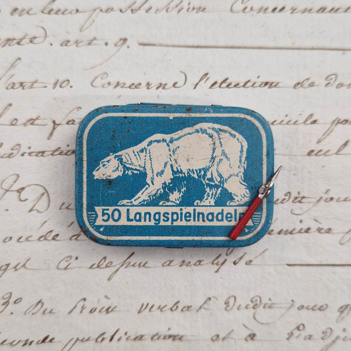 Boîte d’aiguilles de phonographe « Ours Blanc »