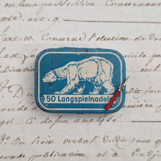 Boîte d’aiguilles de phonographe « Ours Blanc »