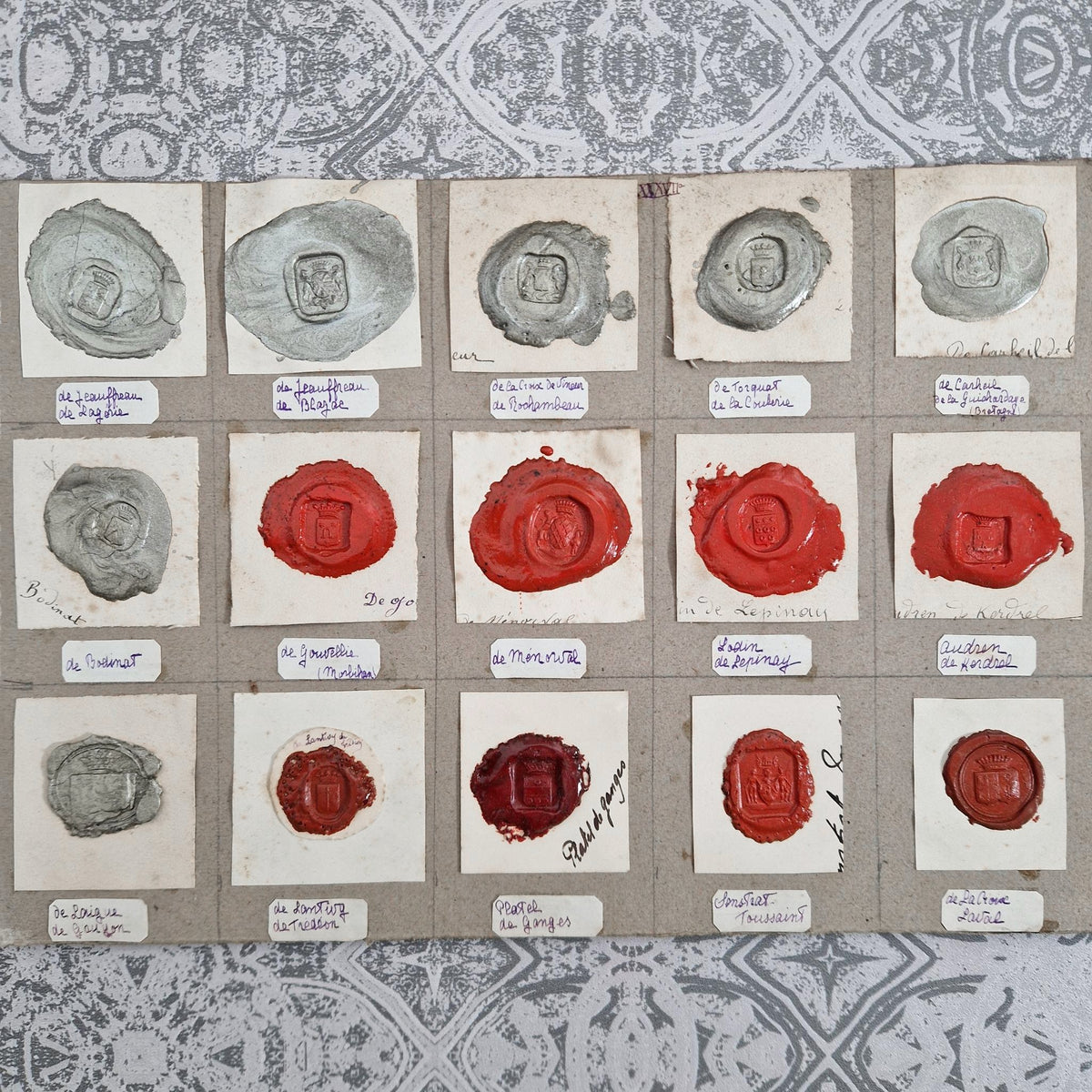 Antique heraldic seals - Red and silver-grey waxes