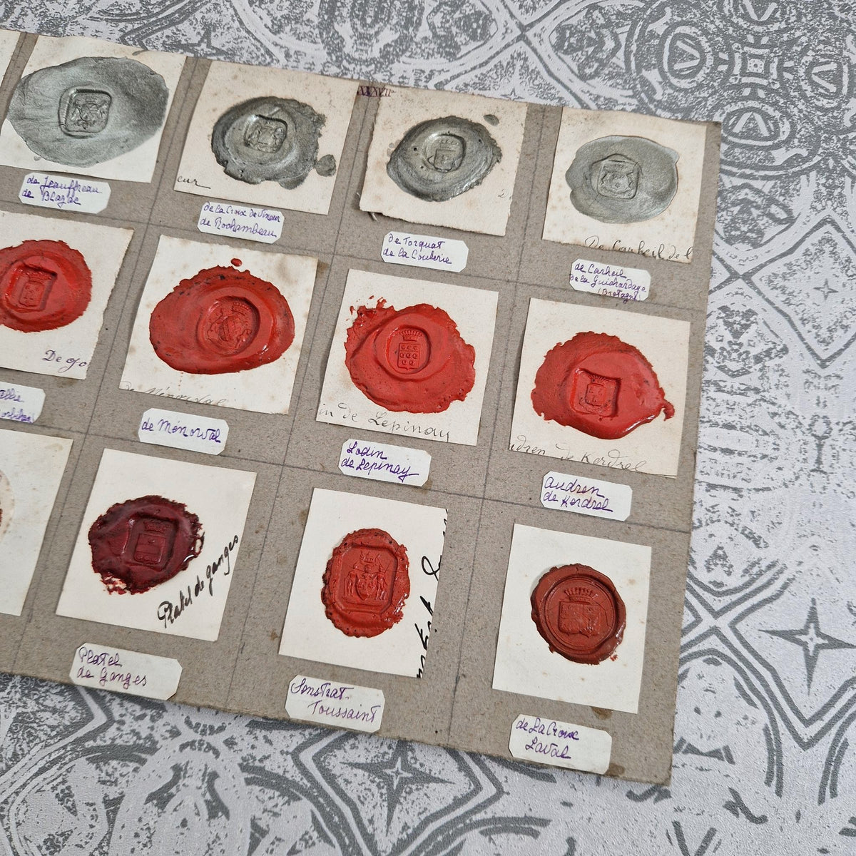 Antique heraldic seals - Red and silver-grey waxes