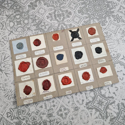 Fifteen heraldic seals - Red, black and blue wax