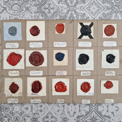 Fifteen heraldic seals - Red, black and blue wax