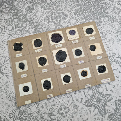 Collection of 15 seals - Black wax and purple shades