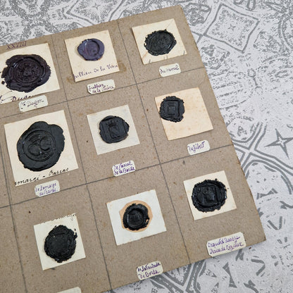 Collection of 15 seals - Black wax and purple shades