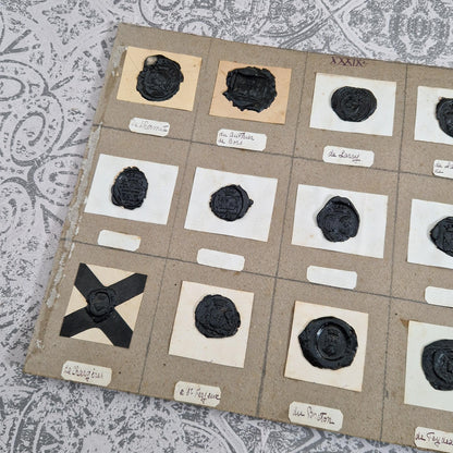 Set of 15 antique black wax seals