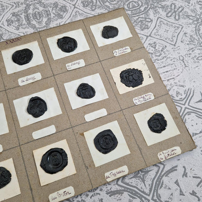 Set of 15 antique black wax seals