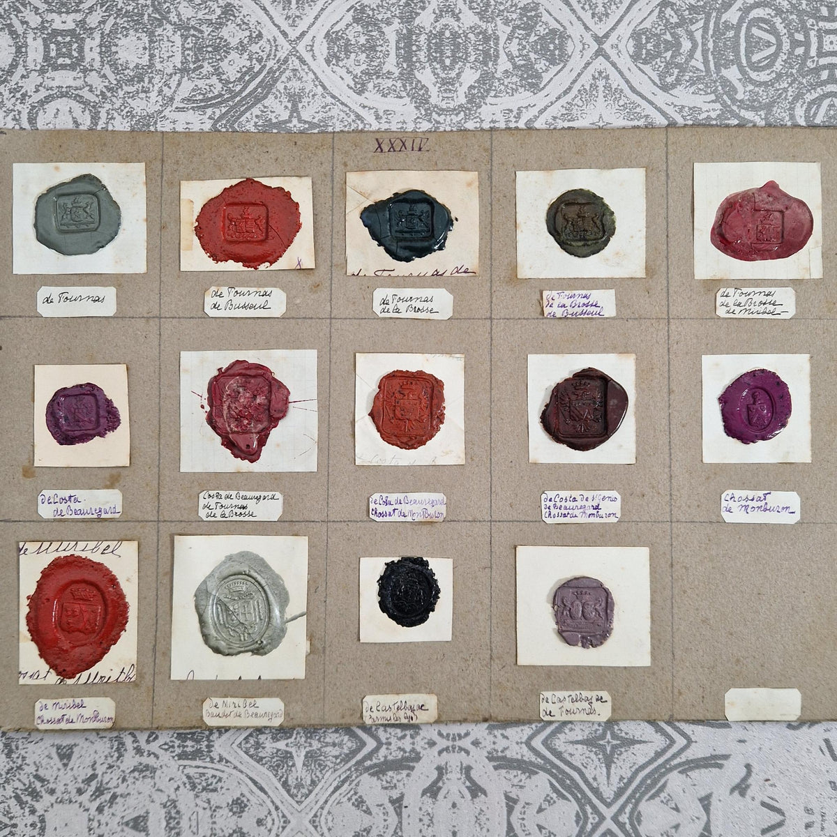 Collection of 14 antique polychrome seals