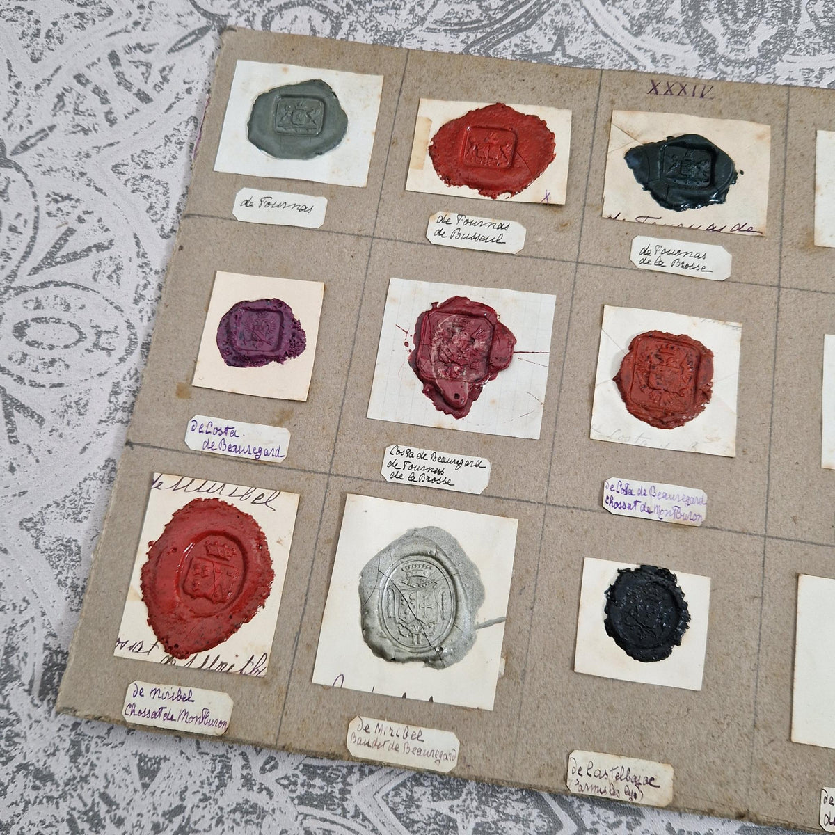 Collection of 14 antique polychrome seals