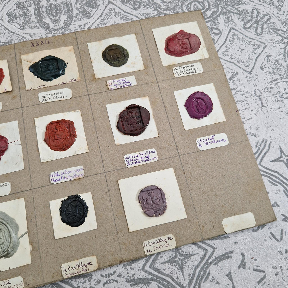 Collection of 14 antique polychrome seals