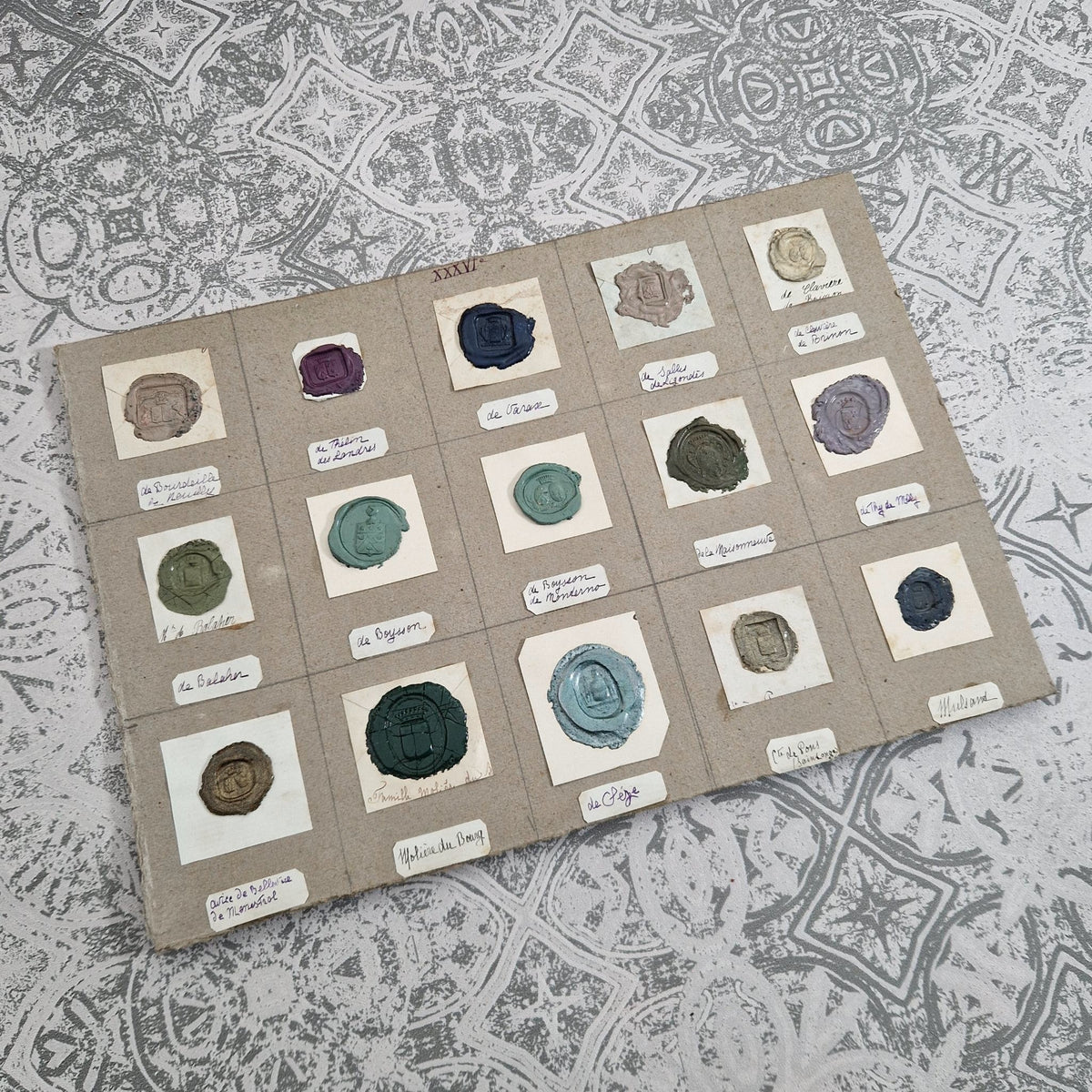 Collection de cachets - Cires turquoise, mauves et bleu