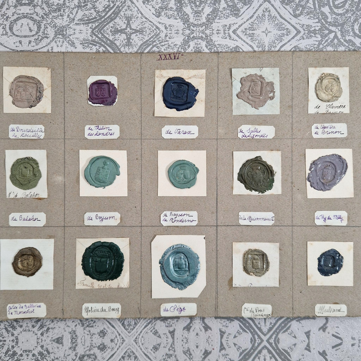 Collection de cachets - Cires turquoise, mauves et bleu