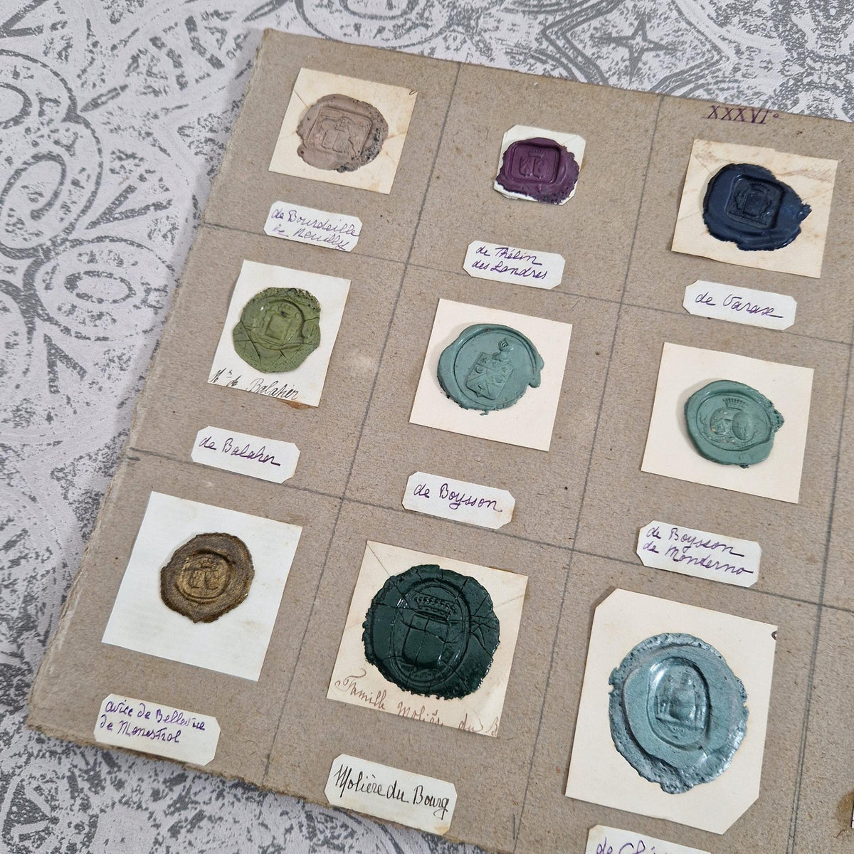 Collection de cachets - Cires turquoise, mauves et bleu