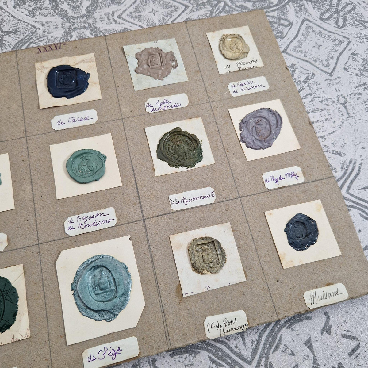 Collection de cachets - Cires turquoise, mauves et bleu