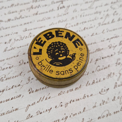 Rare ancienne mini Boîte de cirage L'ÉBÈNE
