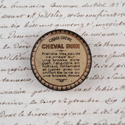 Rare CHEVAL NOIR cream shoe polish tin