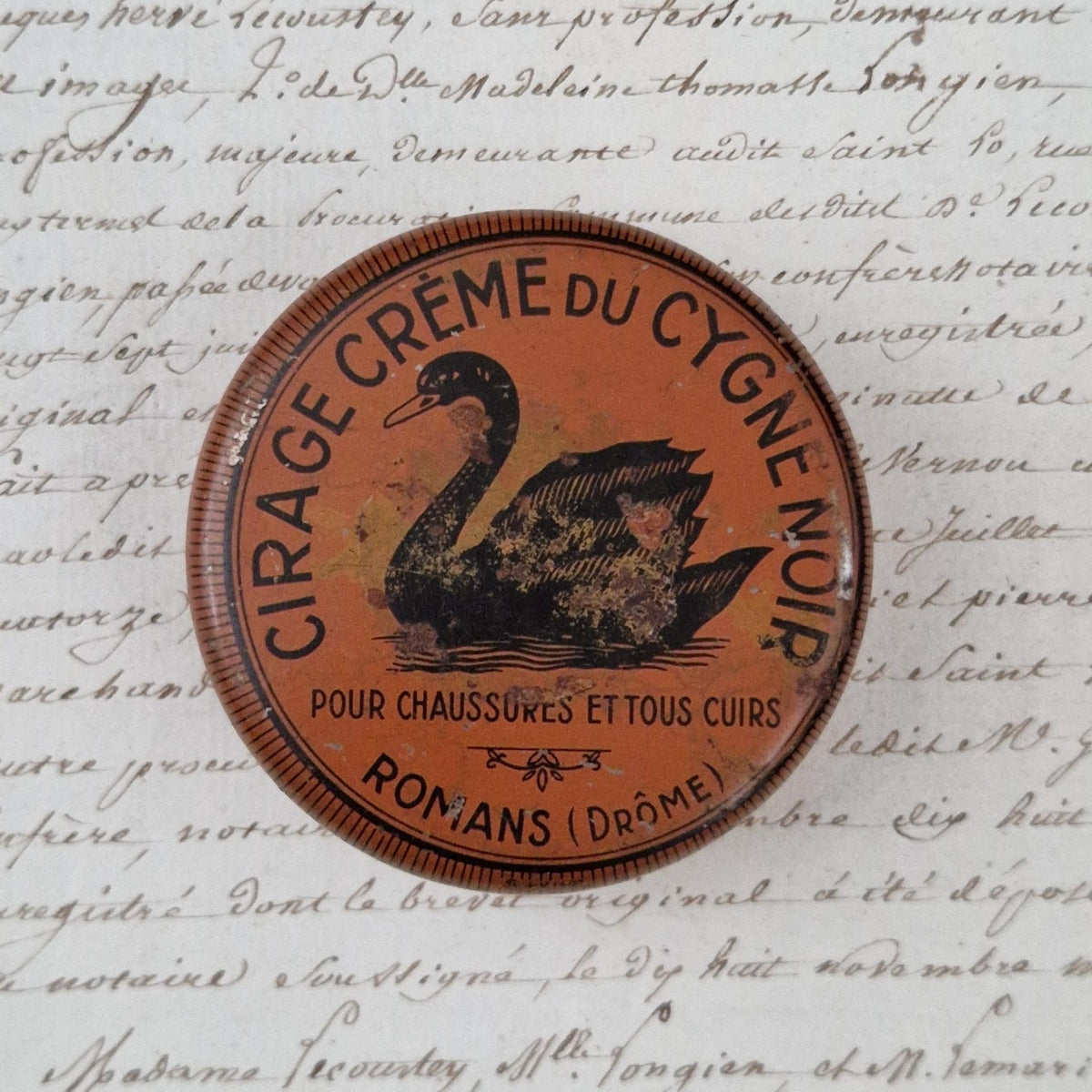Vintage Black Swan cream shoe polish tin