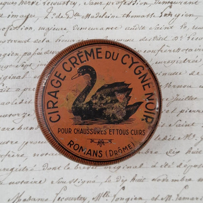 Vintage Black Swan cream shoe polish tin
