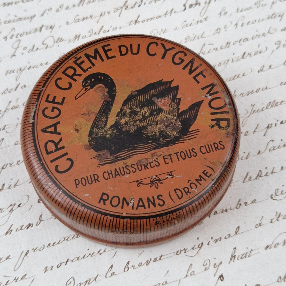 Vintage Black Swan cream shoe polish tin