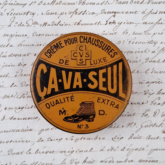 Ça-Va-Seul orange shoe polish tin - Nogent-sur-Marne