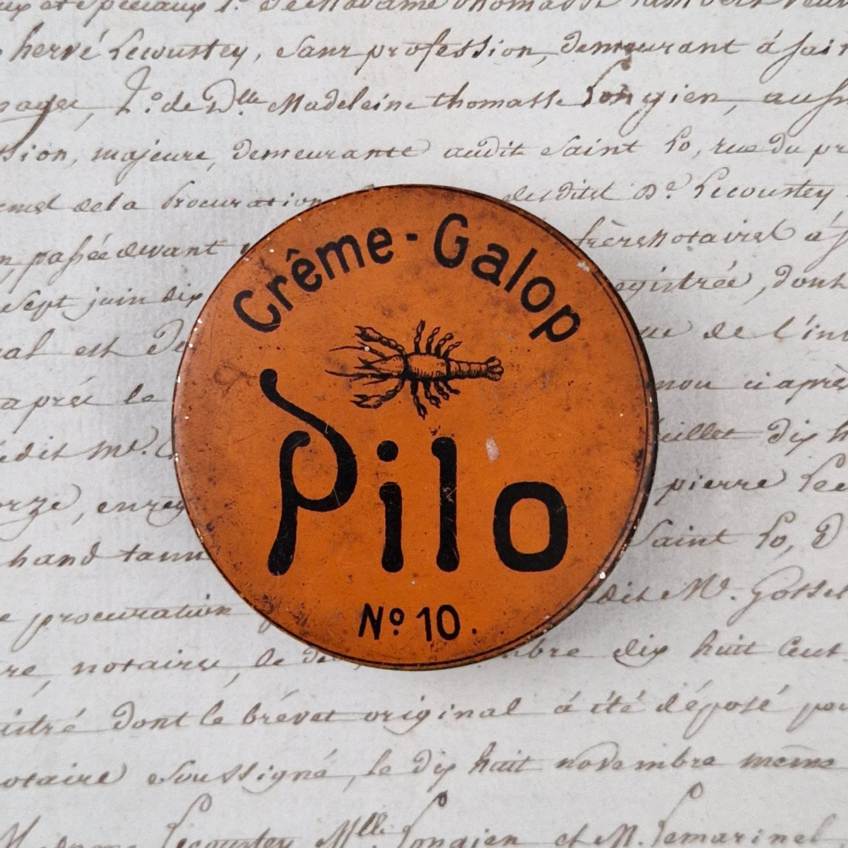 Pilo Crème-Galop shoe polish tin - Crayfish design