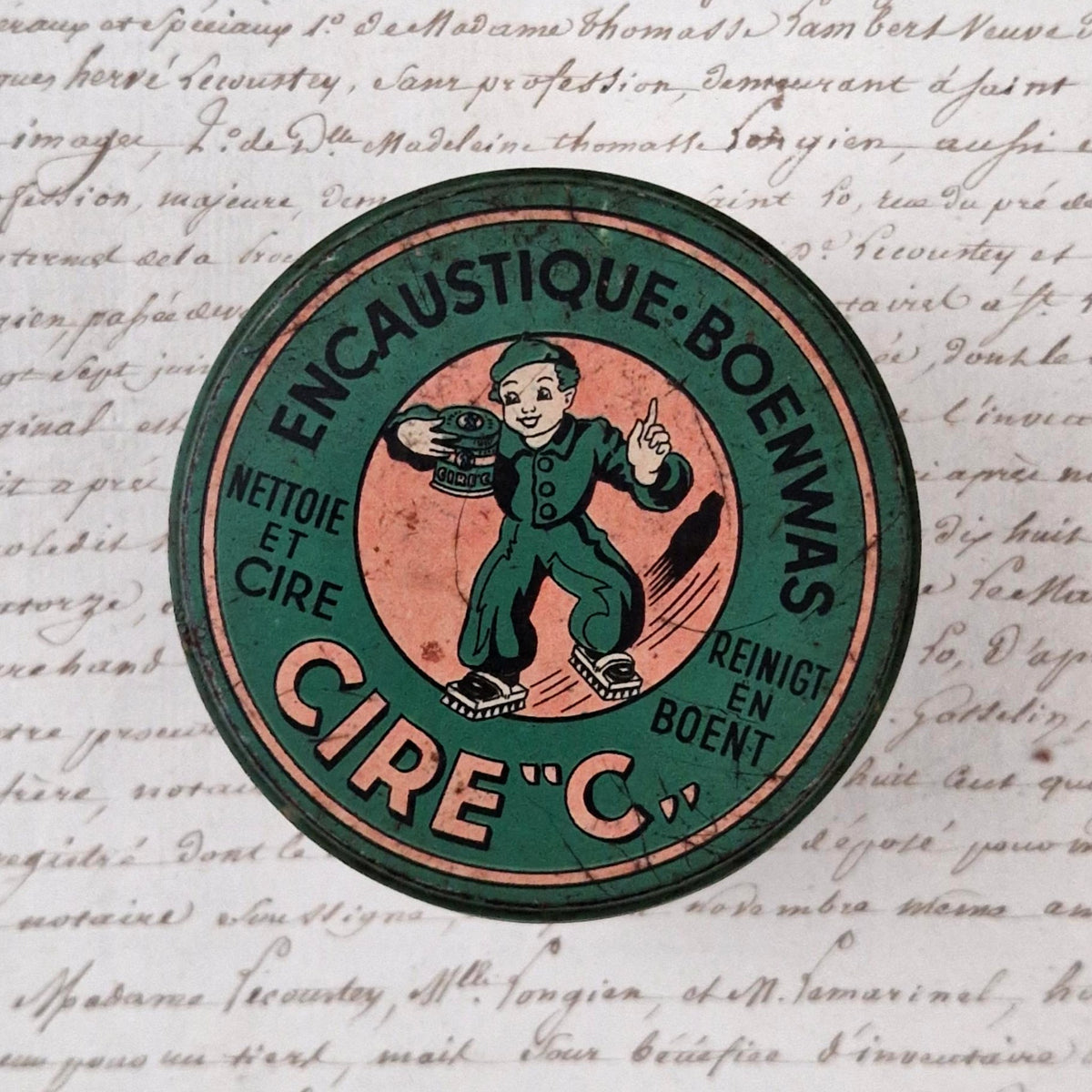 Cire C wax polish tin - Little shoeshiner design