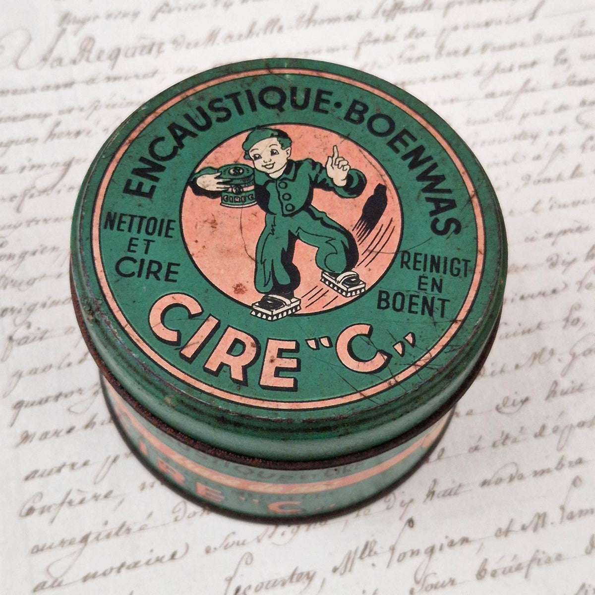 Cire C wax polish tin - Little shoeshiner design