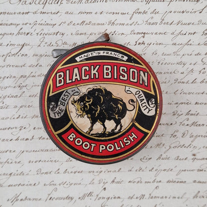 Vintage Black Bison shoe polish tin