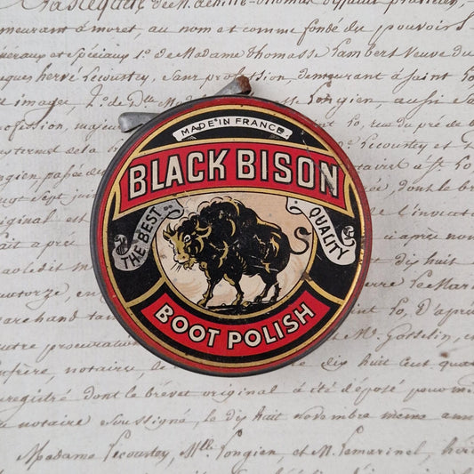 Vintage Black Bison shoe polish tin