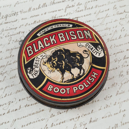 Vintage Black Bison shoe polish tin