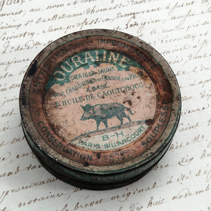 Ouraline boar grease advertising tin