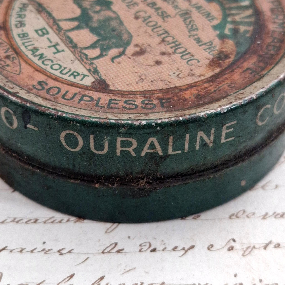 Ouraline boar grease advertising tin