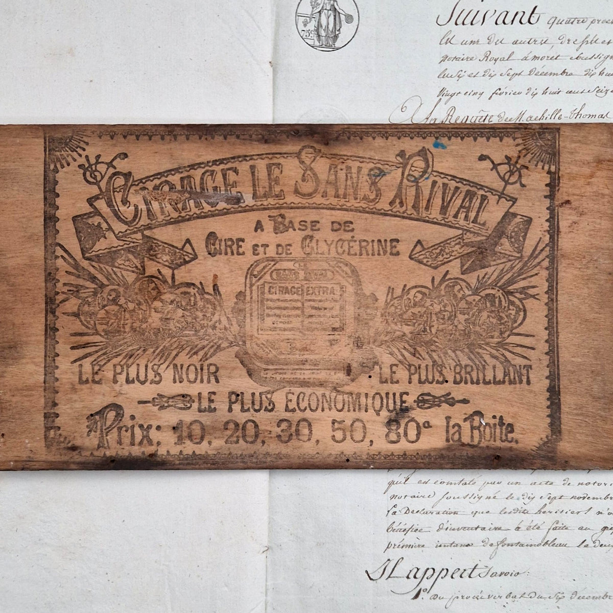 Panneau publicitaire en bois Cirage Le Sans Rival