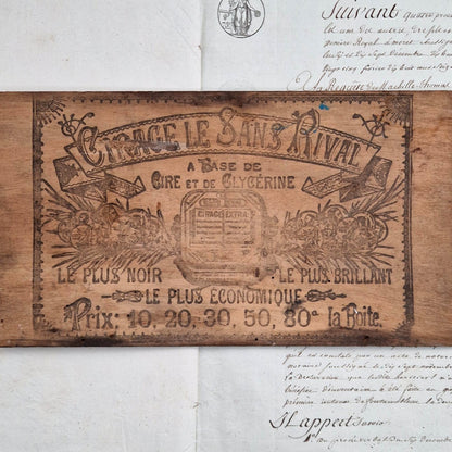 Panneau publicitaire en bois Cirage Le Sans Rival