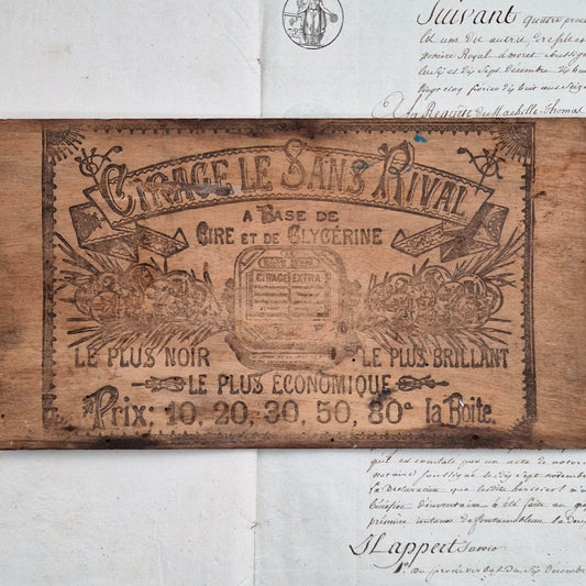 Panneau publicitaire en bois Cirage Le Sans Rival