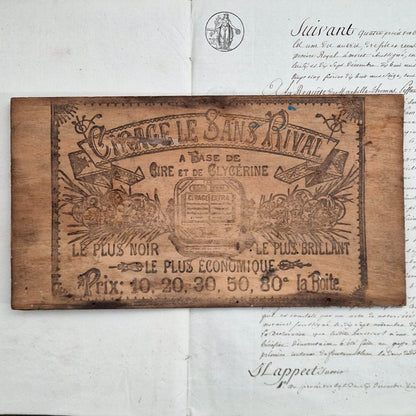 Panneau publicitaire en bois Cirage Le Sans Rival