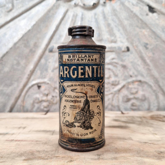 Antique "Argentil" tin - Lion Noir, circa 1910