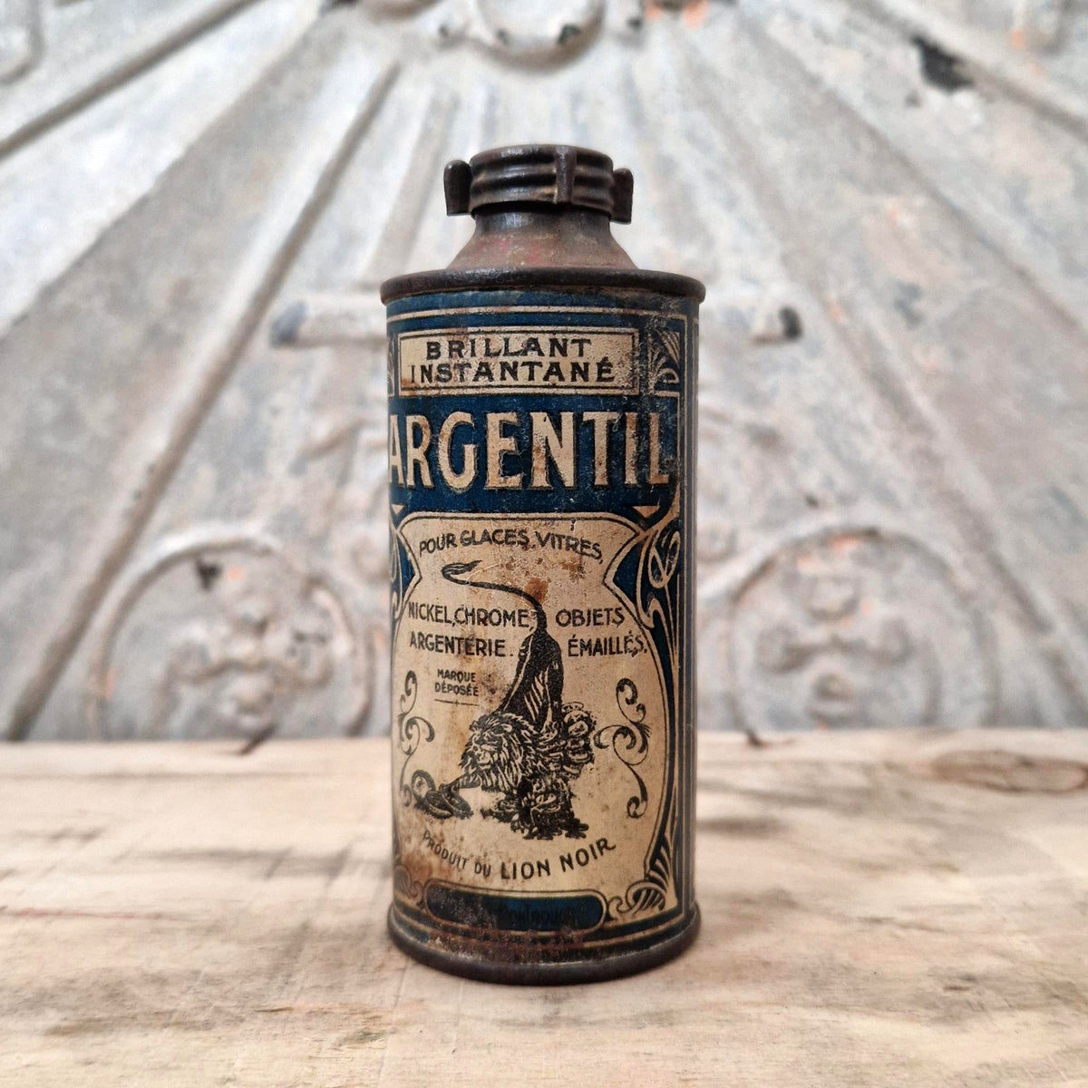 Antique "Argentil" tin - Lion Noir, circa 1910
