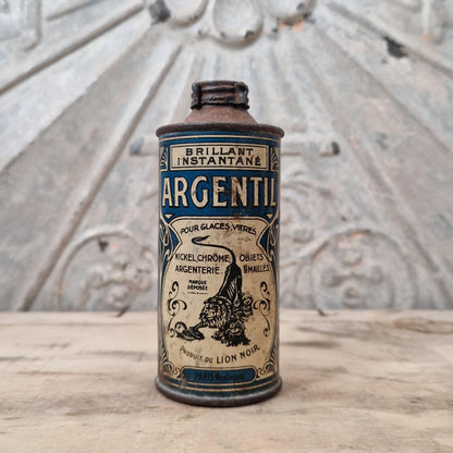 Boîte bidon ancien « Argentil » - Lion Noir, Vers 1910