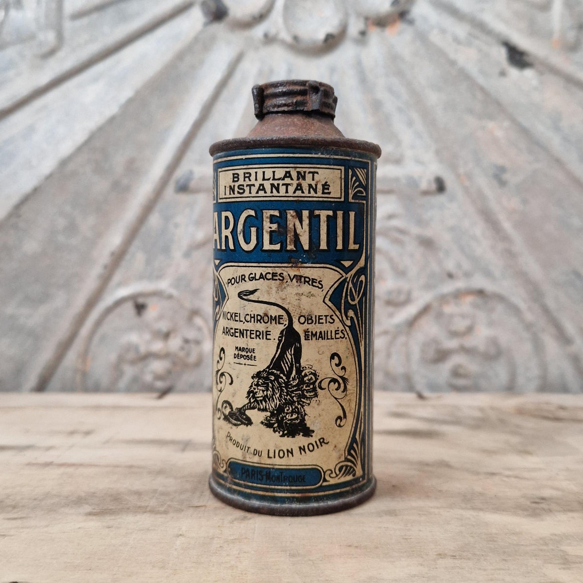 Boîte bidon ancien « Argentil » - Lion Noir, Vers 1910