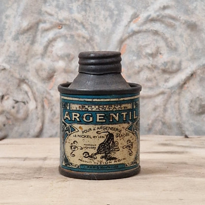 Rare mini sample tin "Argentil" - Lion Noir, circa 1910